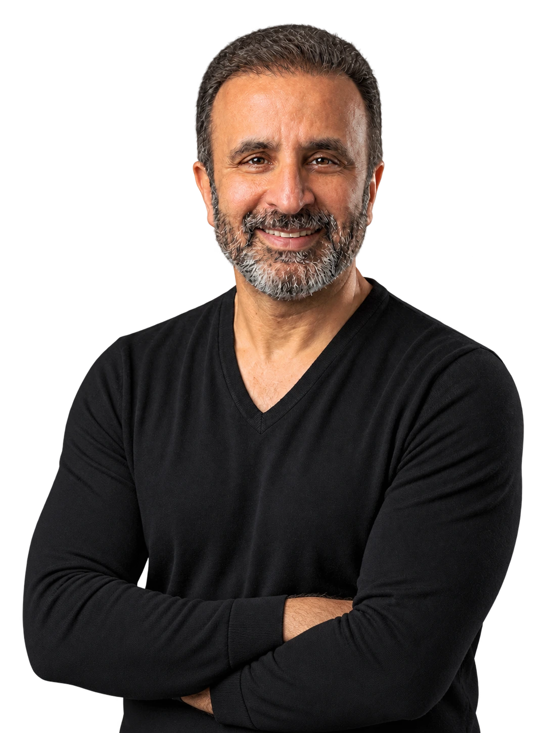Umar Rafi wearing a V-neck shirt